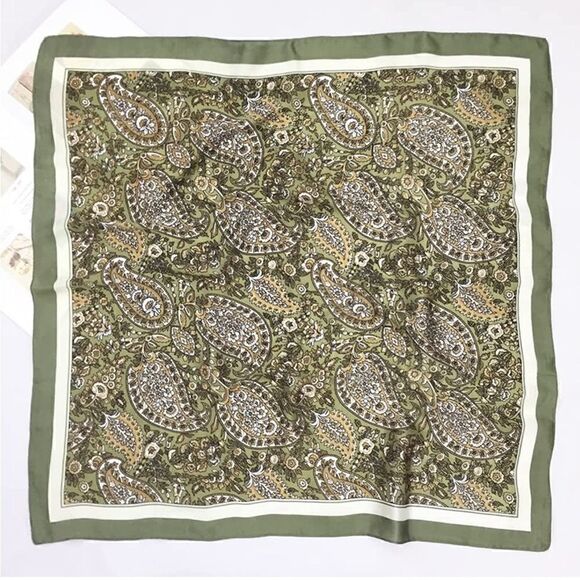 Paisley Green Silky Scarf   main image 4